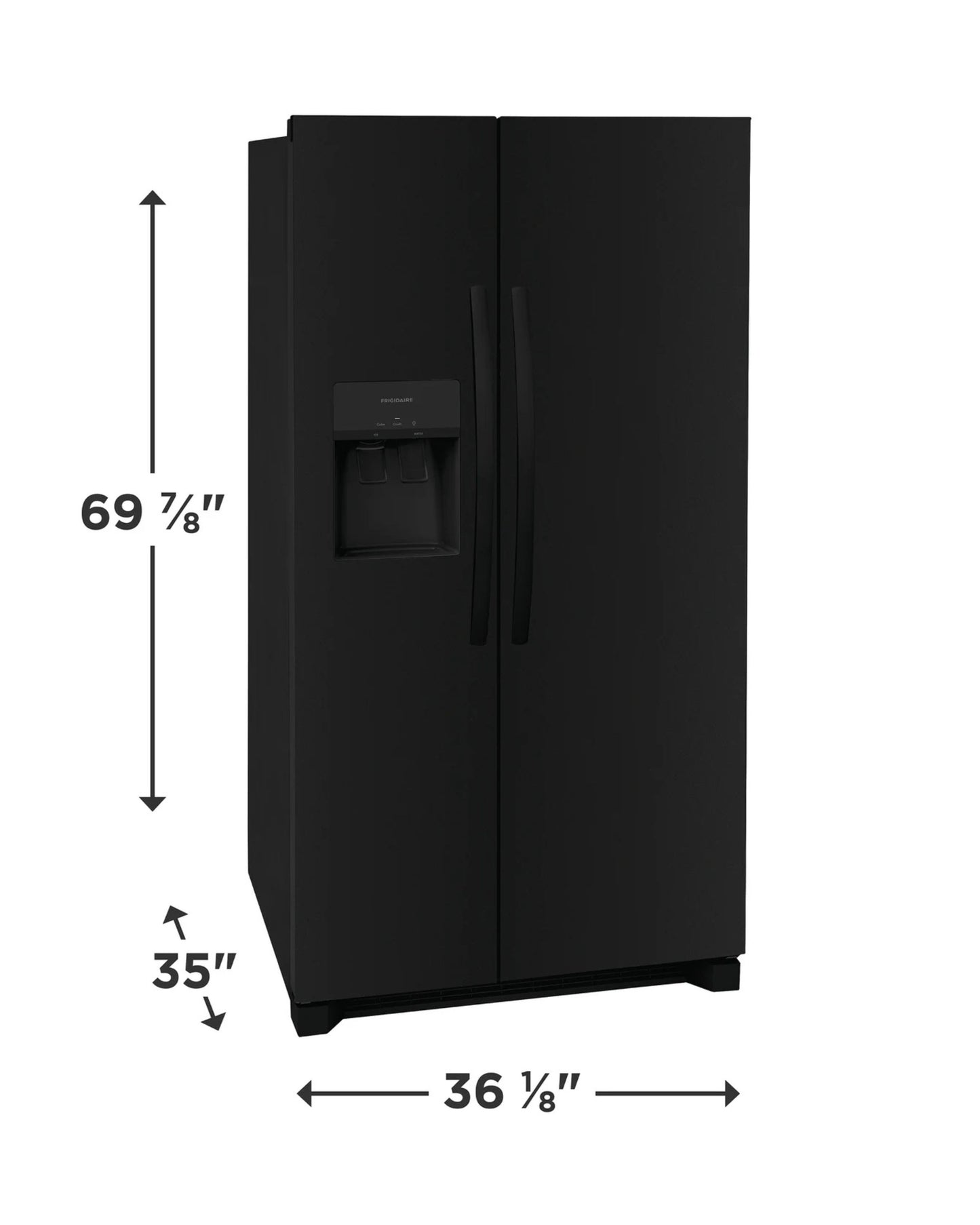 Frigidaire 25.6 cu ft Side - by - Side Refrigerator, Black, External Water/Ice Dispenser (FRSS2623AB) - Appliance Saver Store