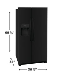 Frigidaire 25.6 cu ft Side - by - Side Refrigerator, Black, External Water/Ice Dispenser (FRSS2623AB) - Appliance Saver Store