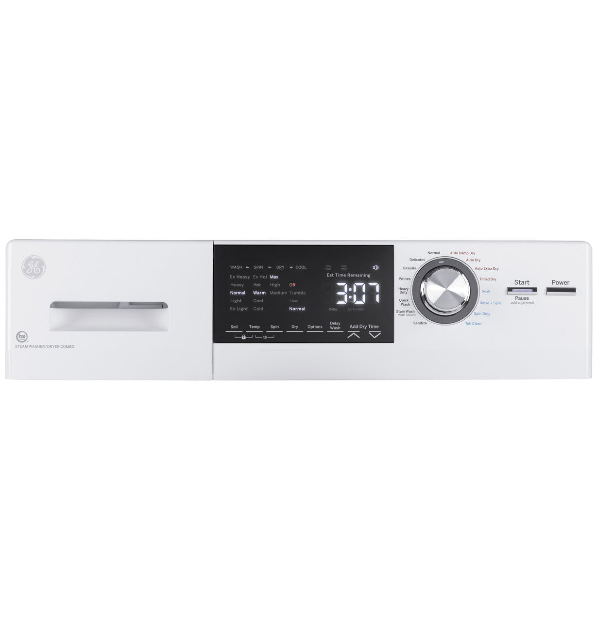 GE 2.4 cu. ft. Front Load Washer/Dryer Combo, White, Ventless Drying + LED Display (GFQ14ESSNWW)