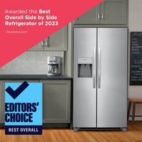 Frigidaire 25.6 cu ft Side - by - Side Refrigerator, Stainless, External Water/Ice Dispenser (FRSS2623AS) - Appliance Saver Store