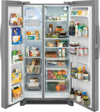 Frigidaire 26 cu ft Side - by - Side Refrigerator, Stainless, External Water/Ice Dispenser (GRSN2620AF) - Appliance Saver Store