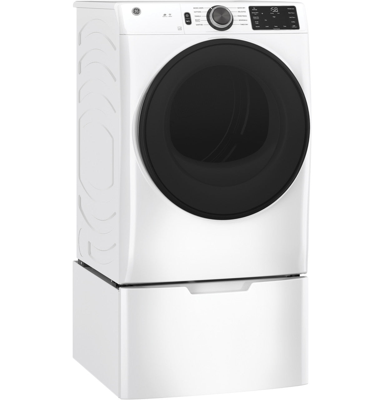 GE 7.8 cu ft Gas Dryer, White, Sensor Dry + Wrinkle Care (GFD55GSSNWW)