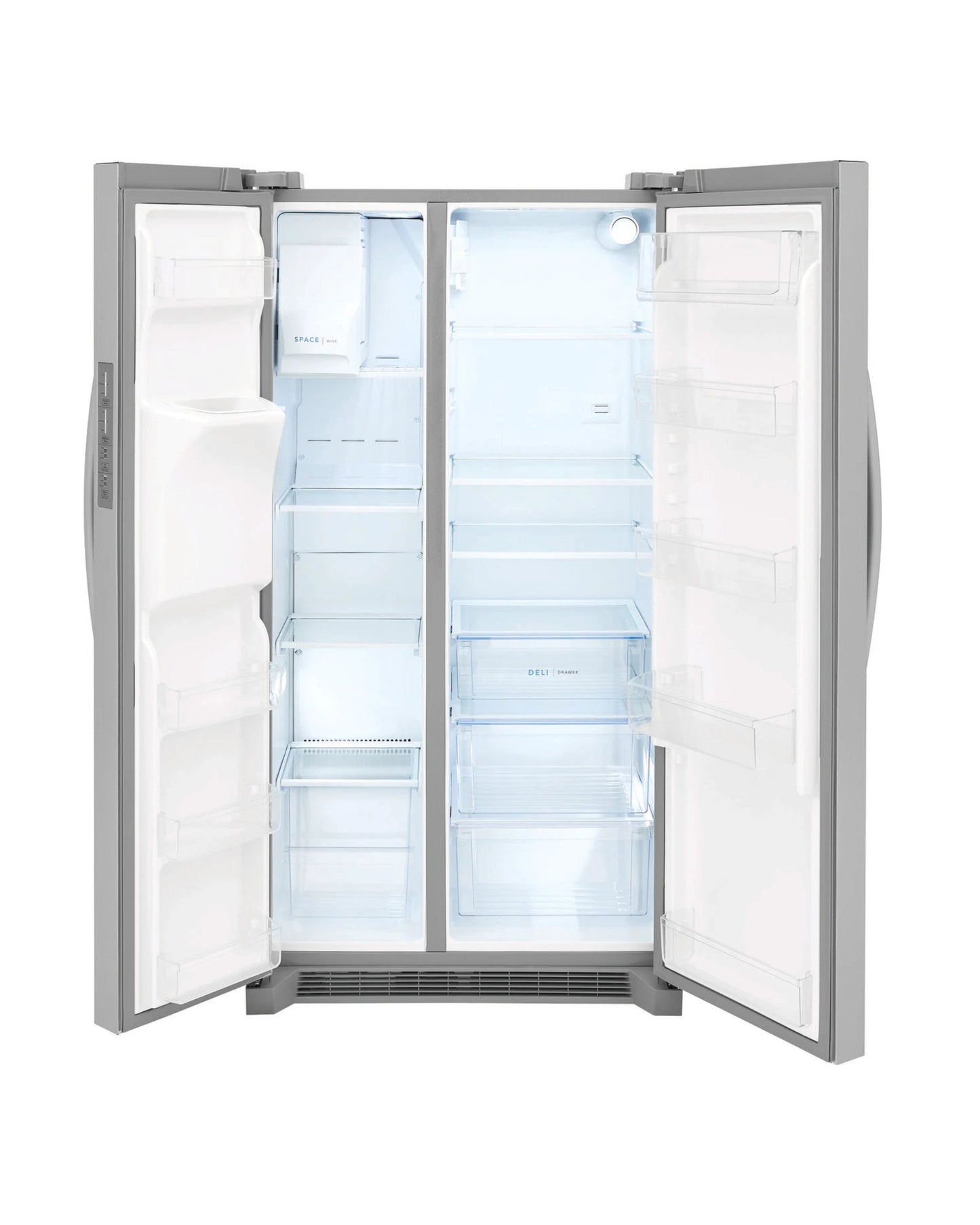 Frigidaire 22.3 cu ft Side - by - Side Refrigerator, Stainless, External Water/Ice Dispenser (FRSC2333AS) - Appliance Saver Store
