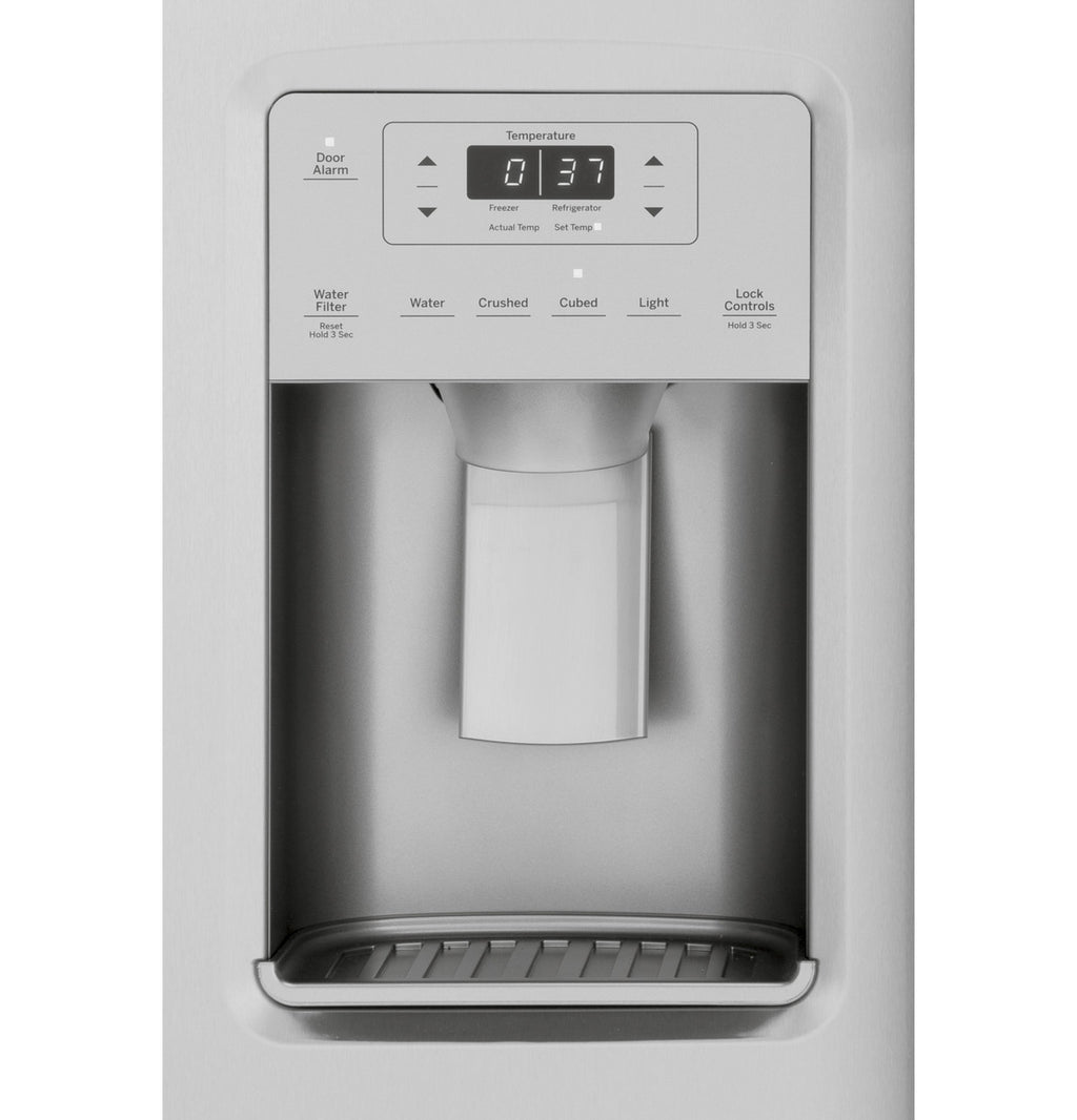 GE 21.8 cu. ft. Counter-Depth Side-by-Side Refrigerator, Stainless (GZS22IYNFS)