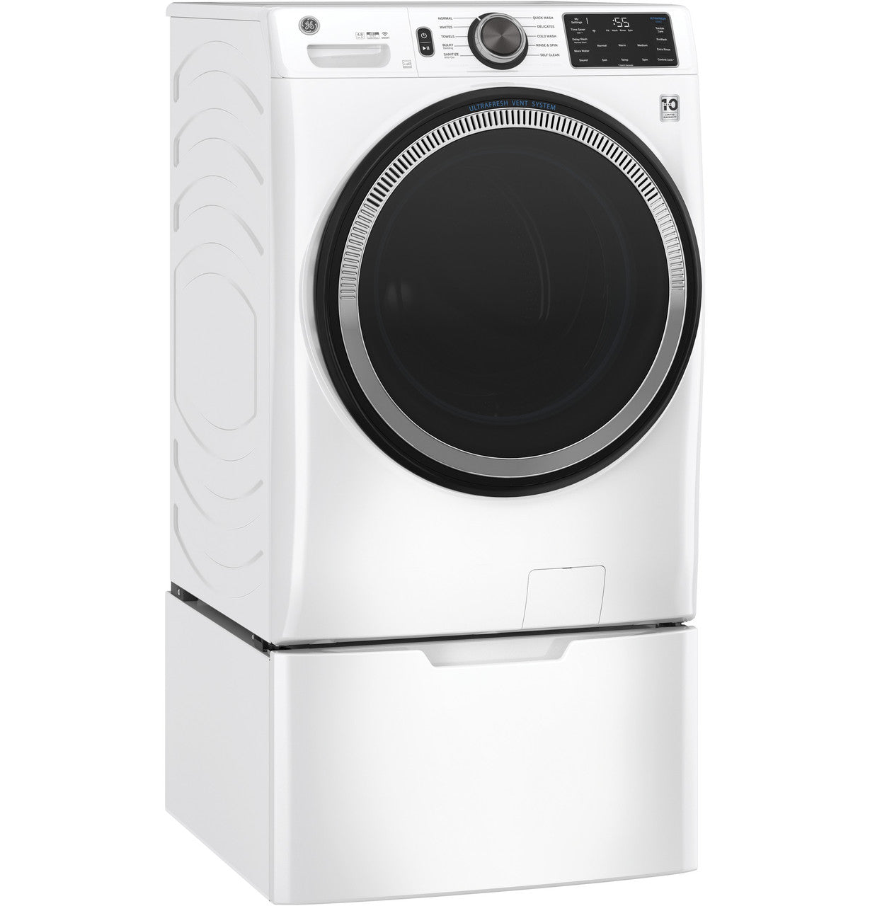 GE 4.8 cu. ft. Front Load Washer, White, UltraFresh Vent + SmartHQ WiFi (GFW550SSNWW) - Appliance Saver Store