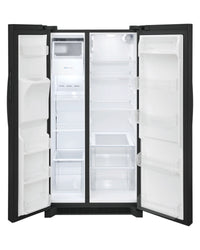 Frigidaire 25.6 cu ft Side - by - Side Refrigerator, Black, External Water/Ice Dispenser (FRSS2623AB) - Appliance Saver Store