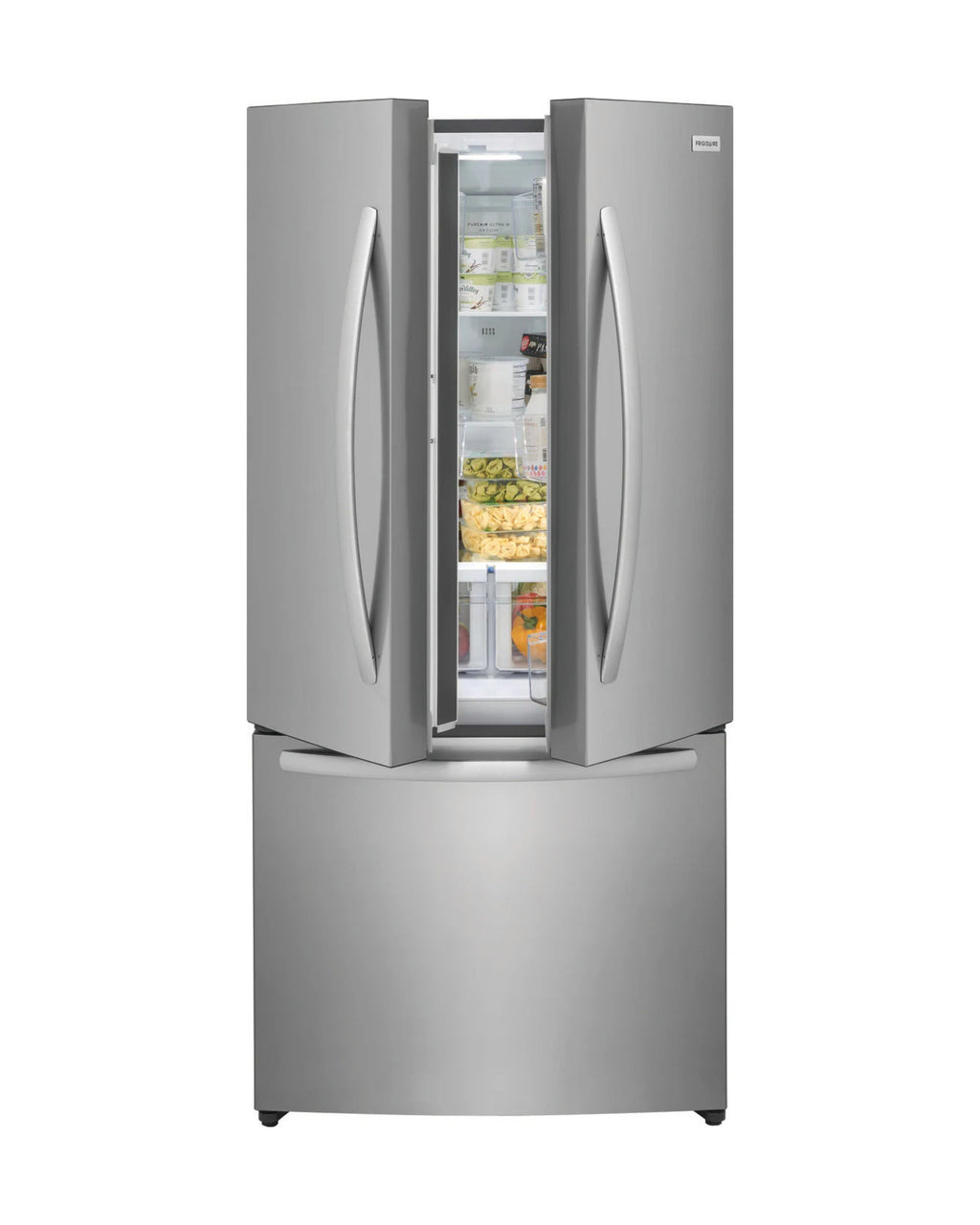 Frigidaire 17.6 cu ft French Door Refrigerator, Stainless, CrispSeal Crispers + EvenTemp Cooling (FRFG1723AV)