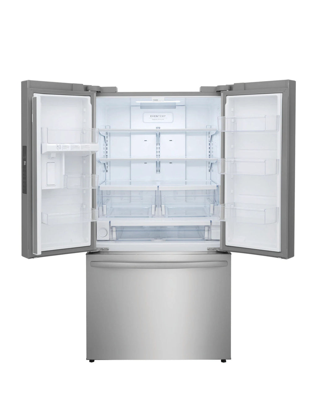 Frigidaire 28.8 cu ft French Door Refrigerator, Stainless, Full - Width Deli Drawer + LED Lighting (FRFN2813AF) - Appliance Saver Store