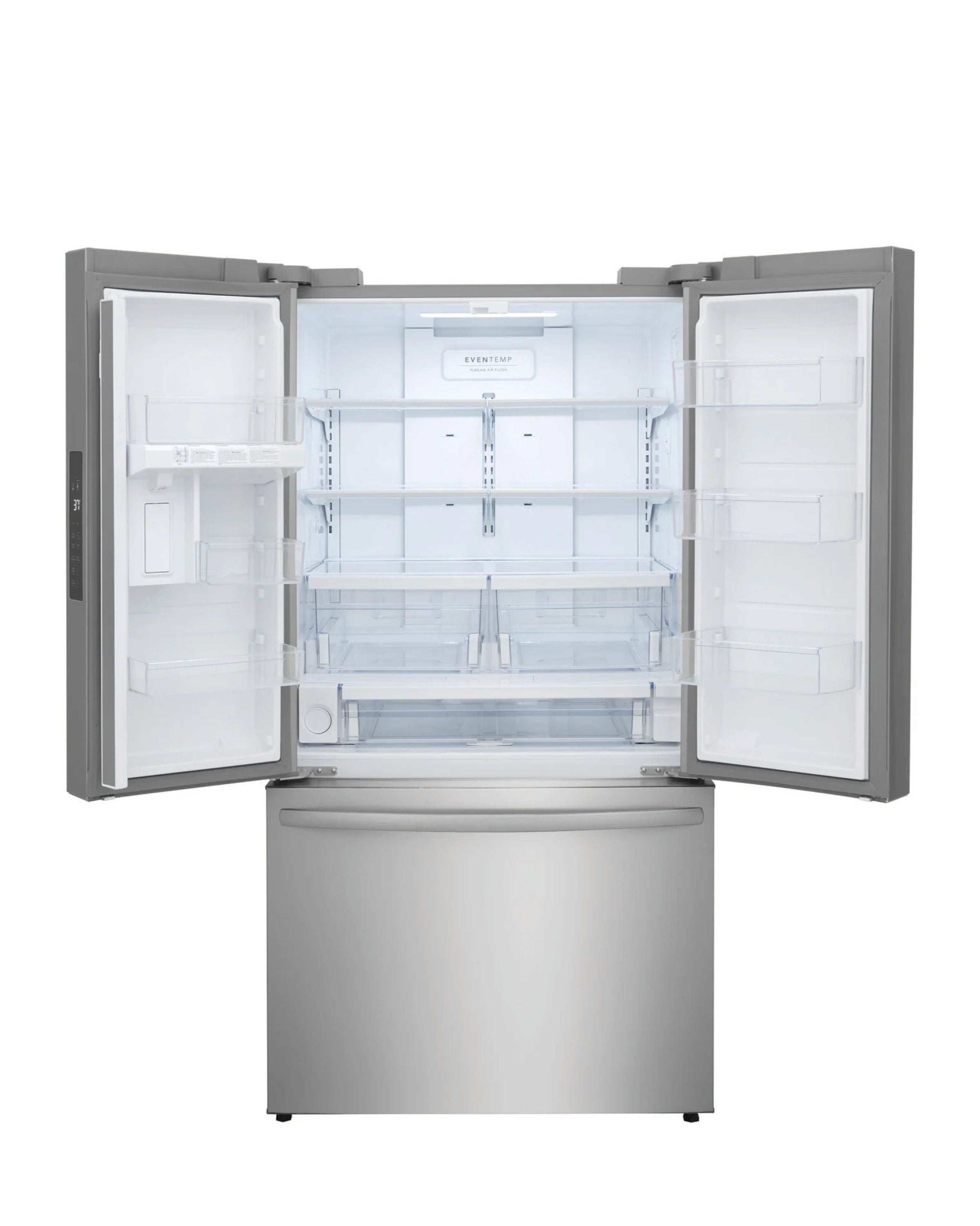 Frigidaire 28.8 cu ft French Door Refrigerator, Stainless, Full - Width Deli Drawer + LED Lighting (FRFN2813AF) - Appliance Saver Store