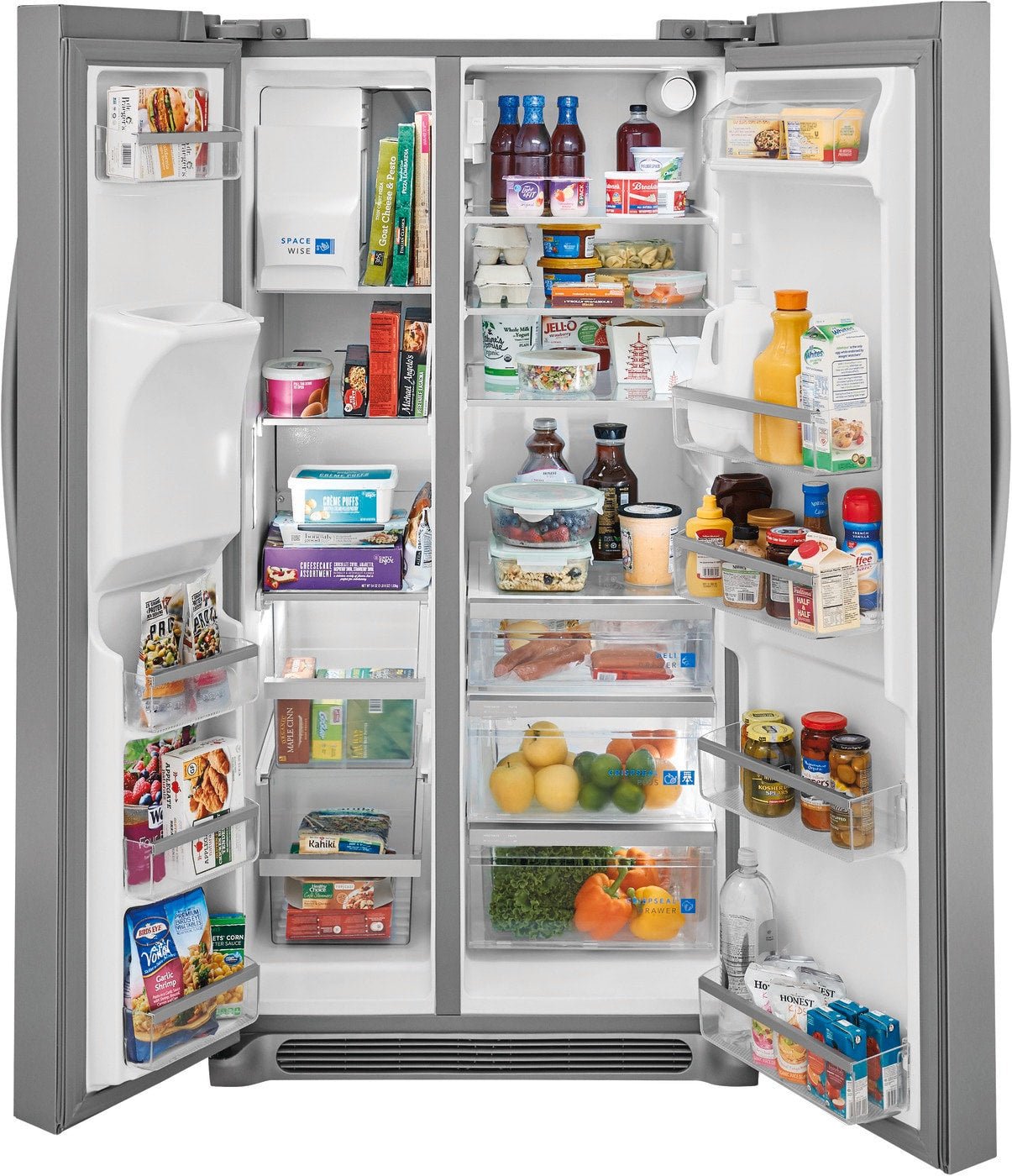 Frigidaire 25.6 cu ft Side - by - Side Refrigerator, Stainless, External Water/Ice Dispenser (GRSS2652AF) - Appliance Saver Store
