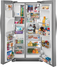 Frigidaire 25.6 cu ft Side - by - Side Refrigerator, Stainless, External Water/Ice Dispenser (GRSS2652AF) - Appliance Saver Store