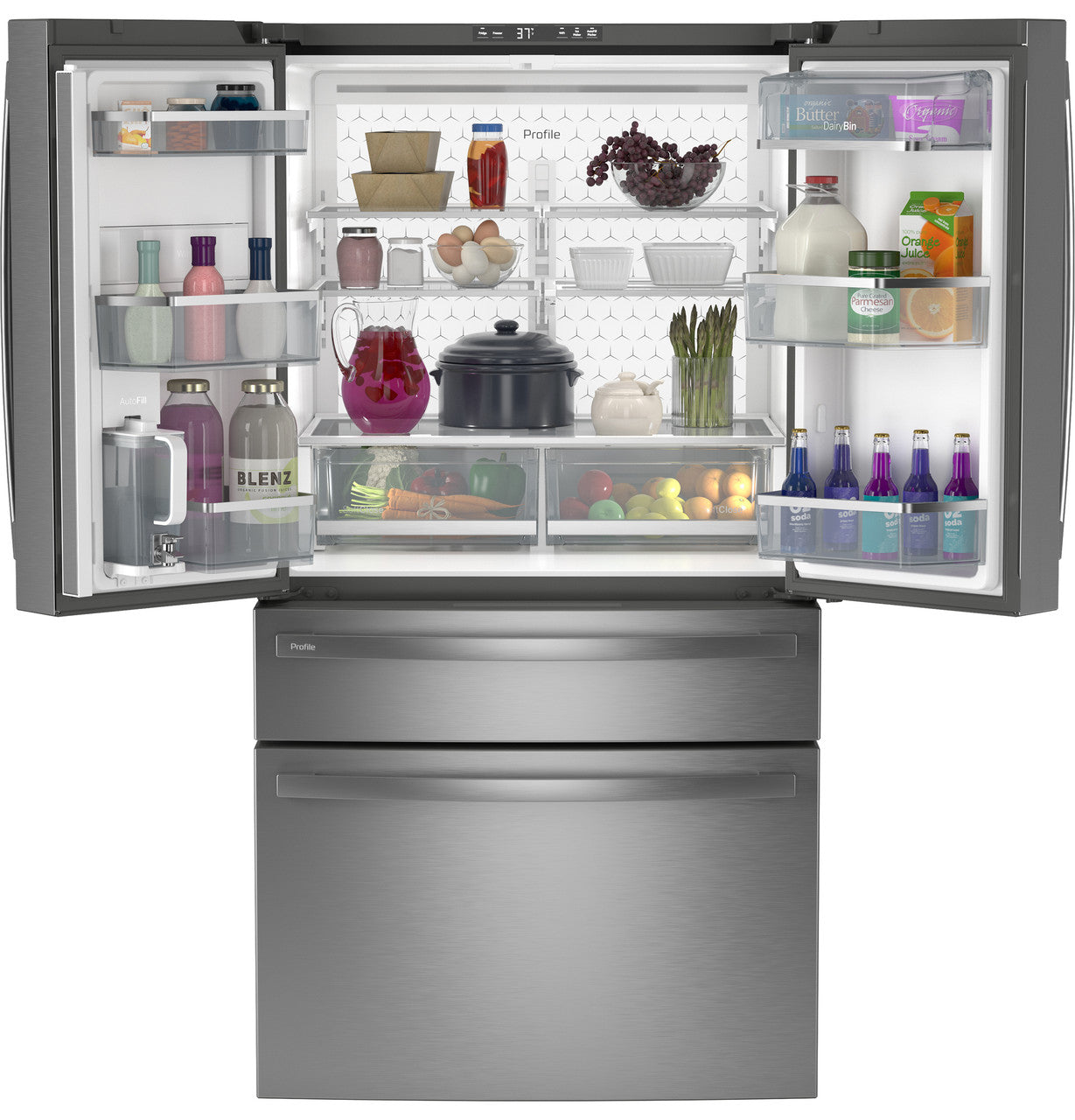 GE Profile 28.7 cu. ft. French Door Refrigerator, Stainless, External Dispenser + TwinChill™ (PGE29BYTFS)