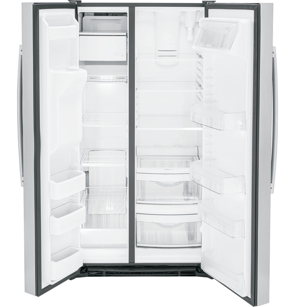 GE 25.3 cu. ft. Side-by-Side Refrigerator, Stainless, External Water/Ice Dispenser (GSS25GYPFS)