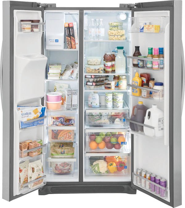 Frigidaire 22.3 cu ft Side - by - Side Refrigerator, Stainless, External Water/Ice Dispenser (GRSC2352AF) - Appliance Saver Store