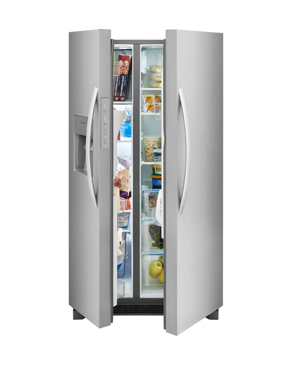 Frigidaire 22.3 cu ft Side - by - Side Refrigerator, Stainless, External Water/Ice Dispenser (FRSC2333AS) - Appliance Saver Store