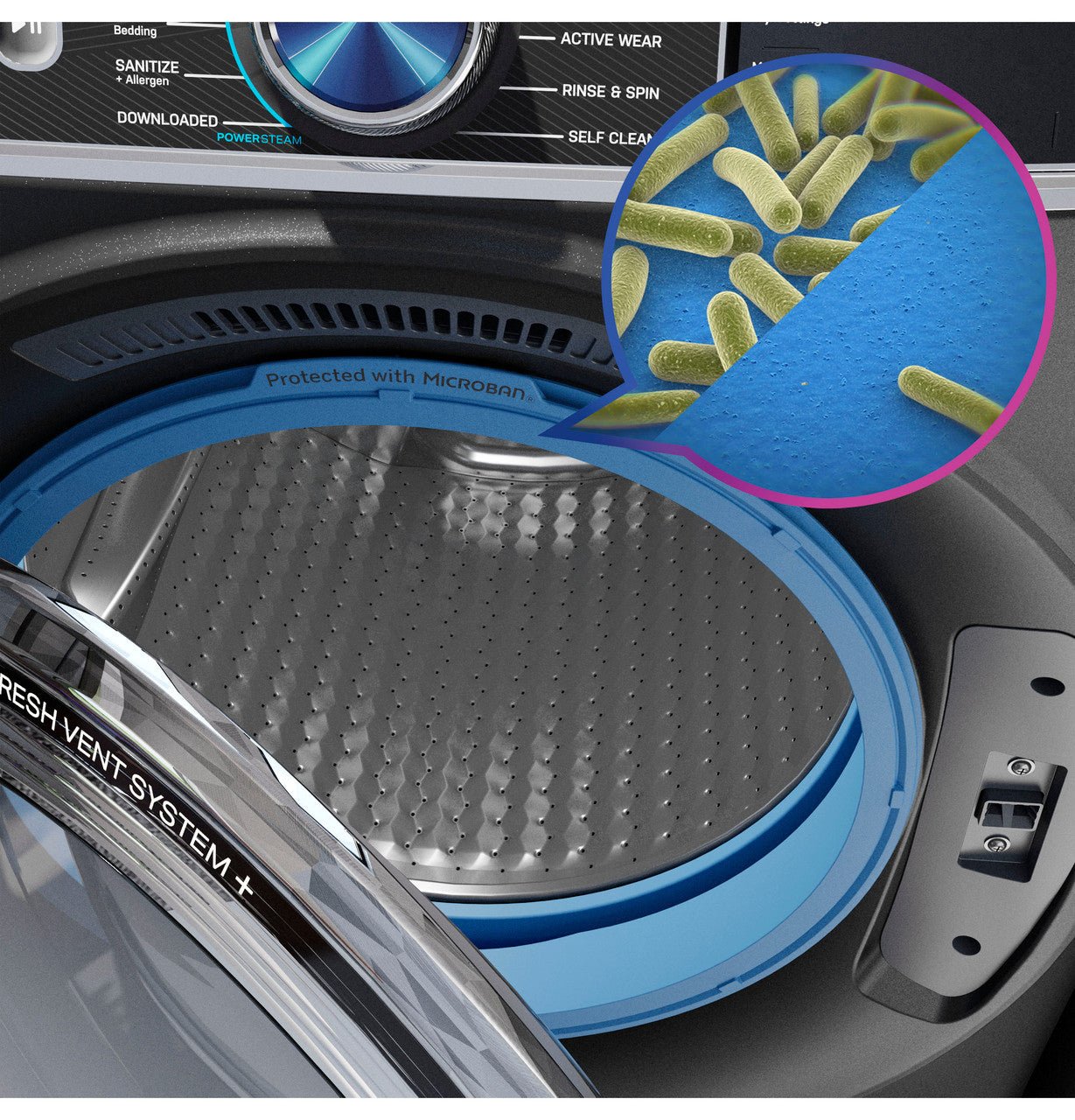 GE Profile 5.3 cu. ft. Front Load Washer, Sapphire Blue, UltraFresh Vent + SmartDispense (PFW870SPVRS) - Appliance Saver Store