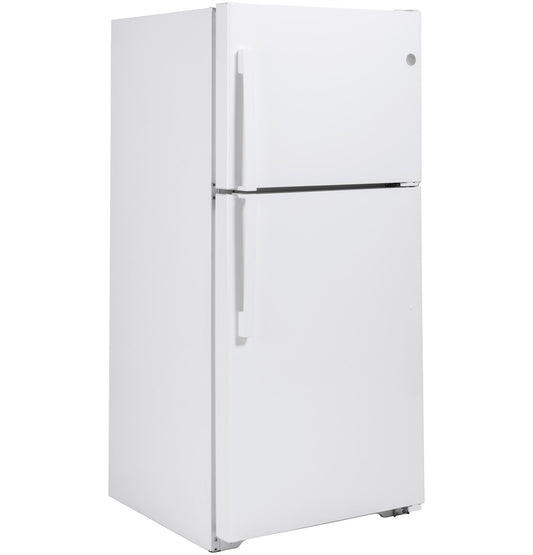 GE 21.9 cu. ft. Top-Freezer Refrigerator, White, Adjustable Shelves + LED Lighting (GTS22KGNRWW)