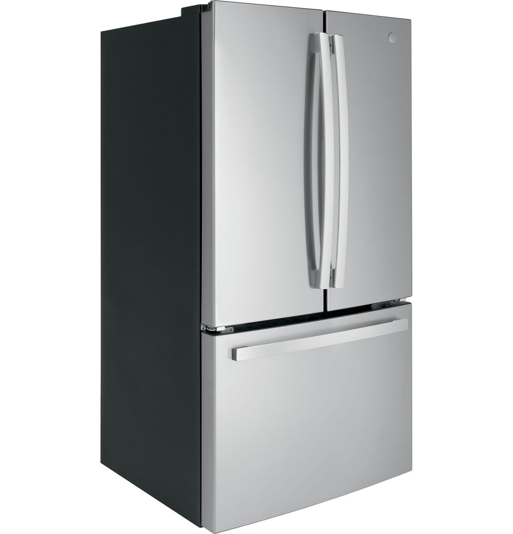 GE 27 cu. ft. French Door Refrigerator, Stainless Steel, Internal Water/Ice Dispenser (GNE27JYMFS)