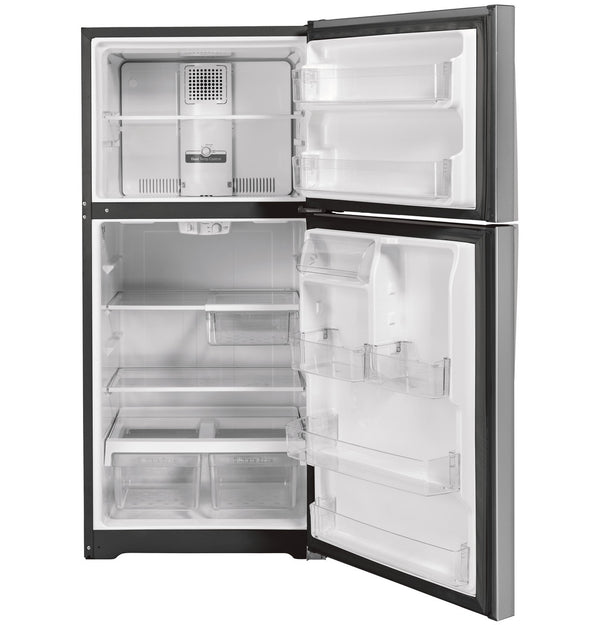 GE 21.9 cu. ft. Top-Freezer Refrigerator, Stainless Steel, Adjustable Shelves + LED Lighting (GTS22KYNRFS)