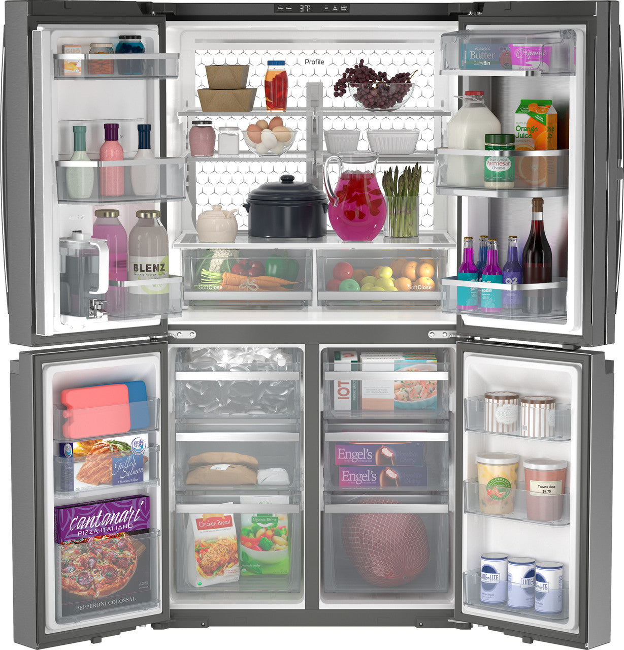 GE Profile 28.4 cu. ft. French Door Refrigerator, Stainless, Adjustable Shelves + LED Lighting (PAD28BYTFS)