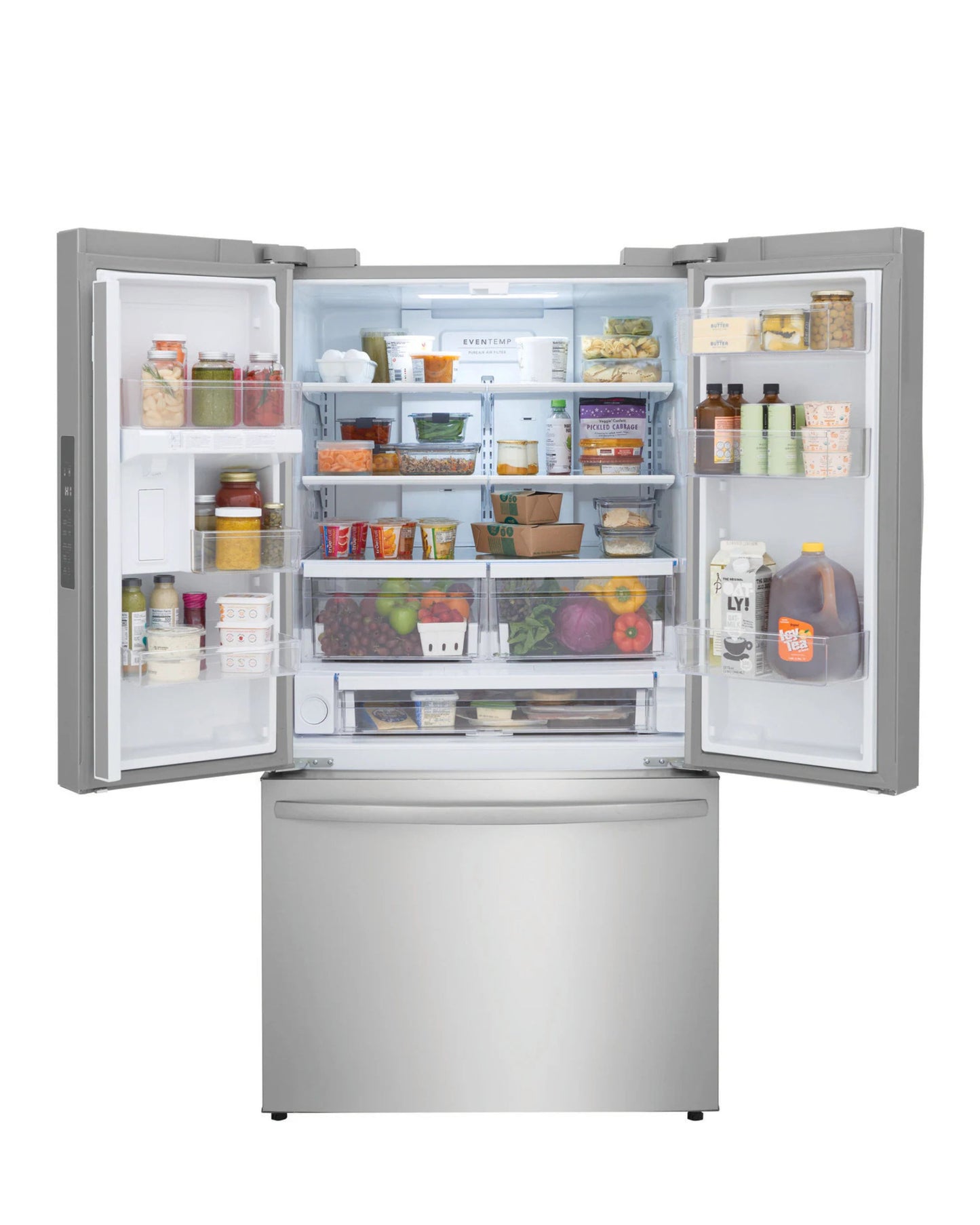 Frigidaire 28.8 cu ft French Door Refrigerator, Stainless, Full - Width Deli Drawer + LED Lighting (FRFN2813AF) - Appliance Saver Store