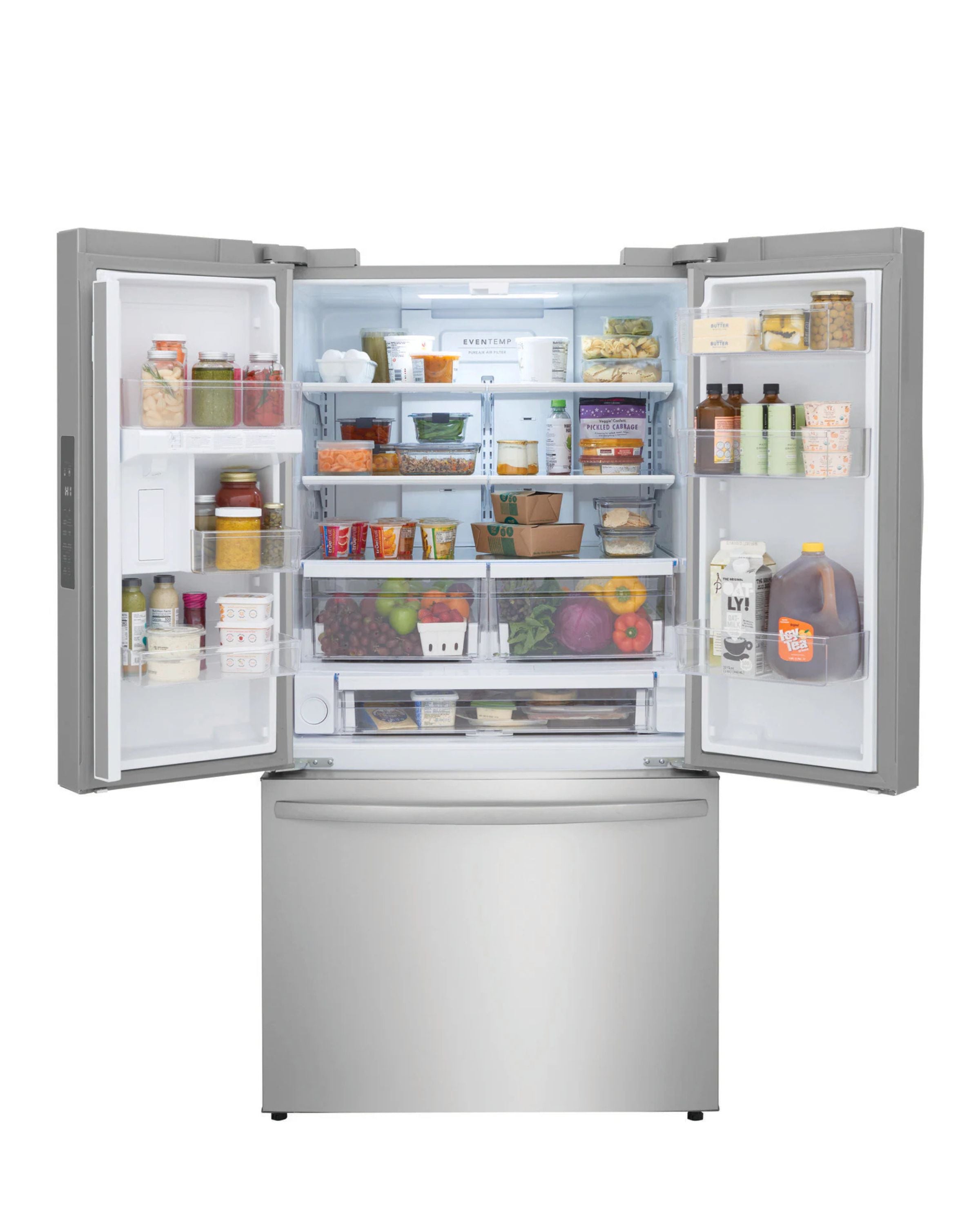 Frigidaire 28.8 cu ft French Door Refrigerator, Stainless, Full - Width Deli Drawer + LED Lighting (FRFN2813AF) - Appliance Saver Store