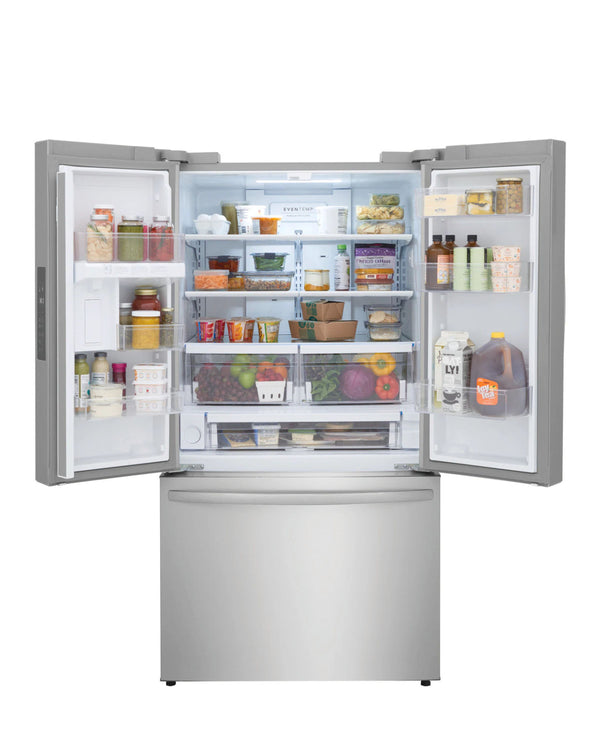 Frigidaire 28.8 cu ft French Door Refrigerator, Stainless, Full - Width Deli Drawer + LED Lighting (FRFN2813AF) - Appliance Saver Store