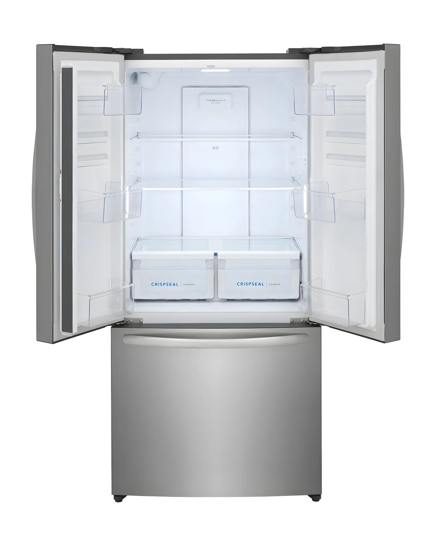 Frigidaire 17.6 cu ft French Door Refrigerator, Stainless, CrispSeal Crispers + EvenTemp Cooling (FRFG1723AV)