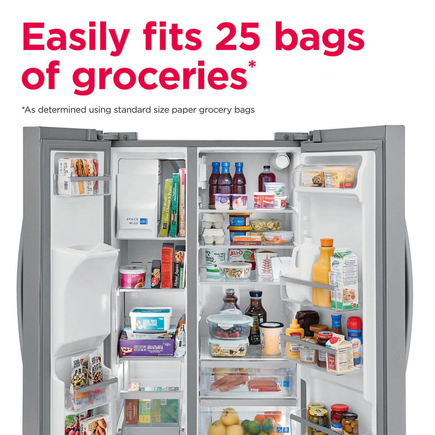 Frigidaire 25.6 cu ft Side - by - Side Refrigerator, Stainless, External Water/Ice Dispenser (GRSS2652AF) - Appliance Saver Store