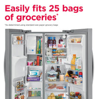 Frigidaire 25.6 cu ft Side - by - Side Refrigerator, Stainless, External Water/Ice Dispenser (GRSS2652AF) - Appliance Saver Store