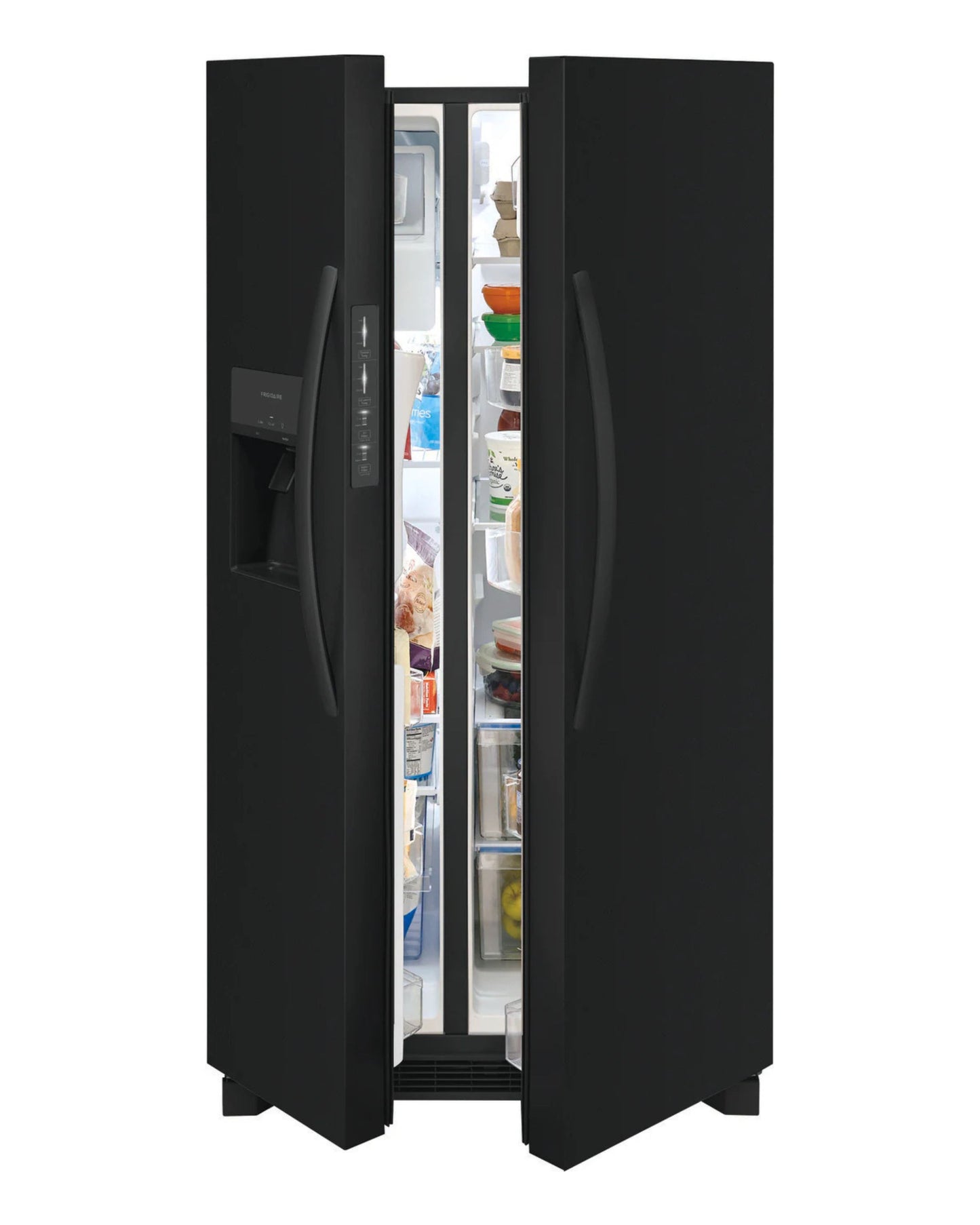 Frigidaire 25.6 cu ft Side - by - Side Refrigerator, Black, External Water/Ice Dispenser (FRSS2623AB) - Appliance Saver Store