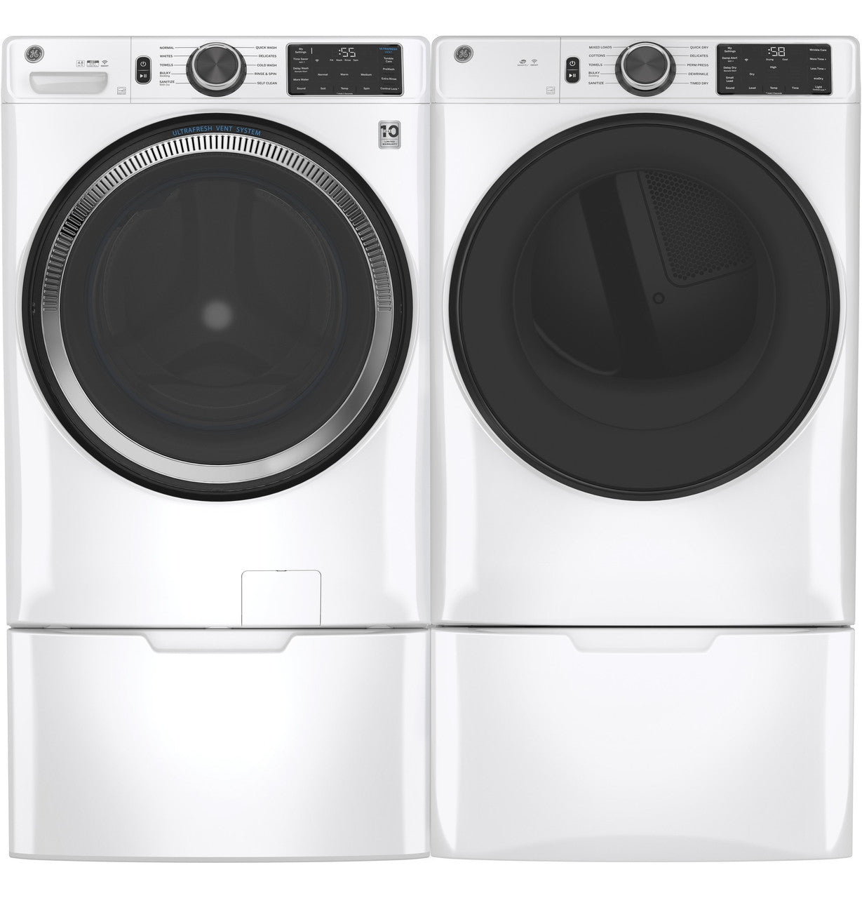 GE 4.8 cu. ft. Front Load Washer, White, UltraFresh Vent + SmartHQ WiFi (GFW550SSNWW) - Appliance Saver Store