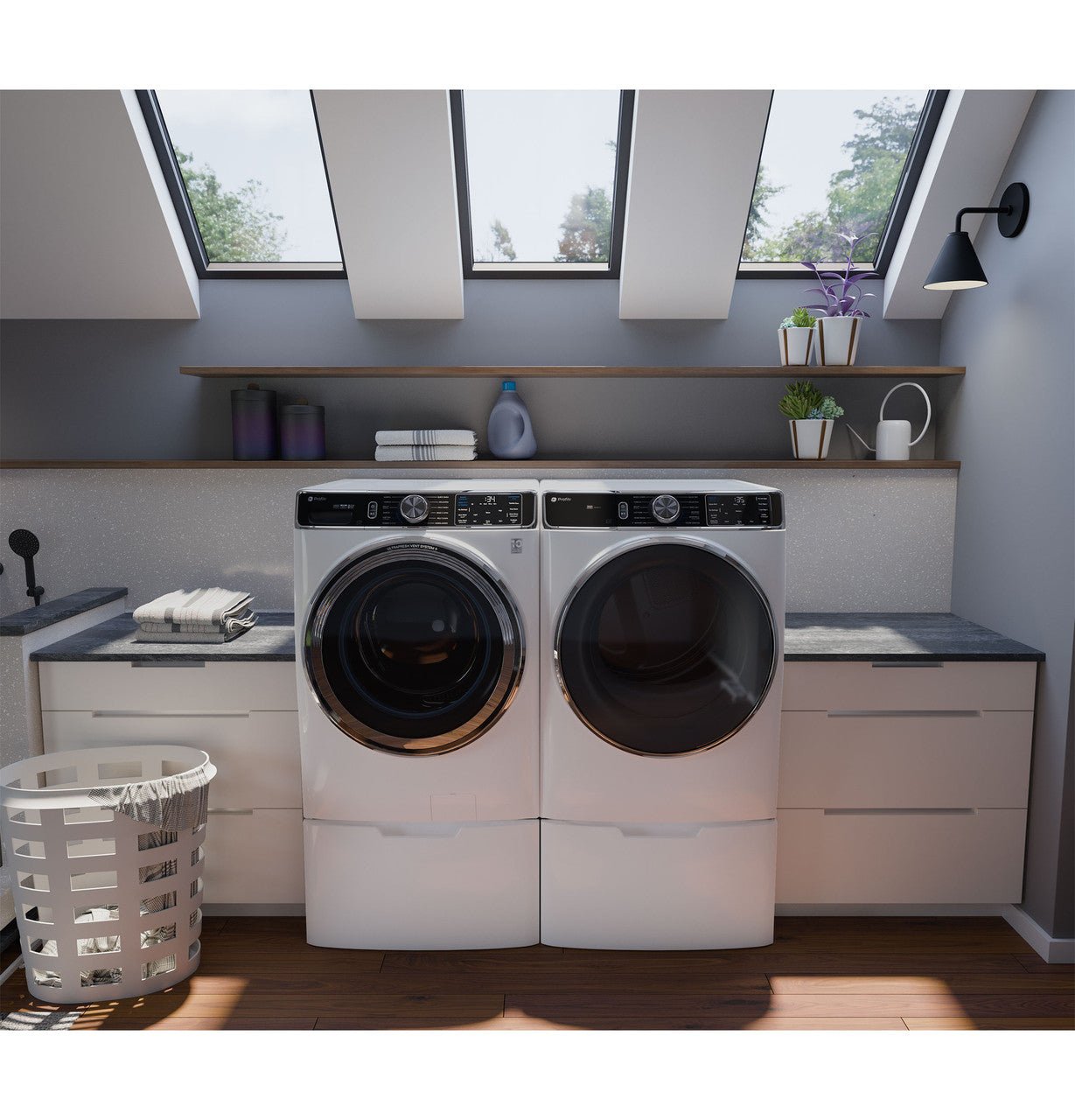 GE Profile 5.3 cu. ft. Front Load Washer, White, UltraFresh Vent + SmartDispense (PFW870SSVWW) - Appliance Saver Store