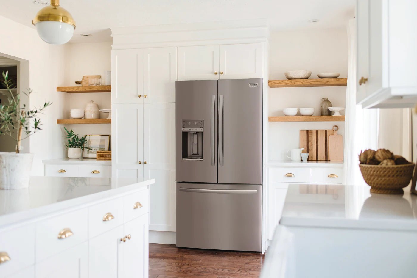 Frigidaire 22.6 cu ft French Door Refrigerator, Stainless, Ice Maker, Adjustable Shelves (GRFC2353AF) - Appliance Saver Store