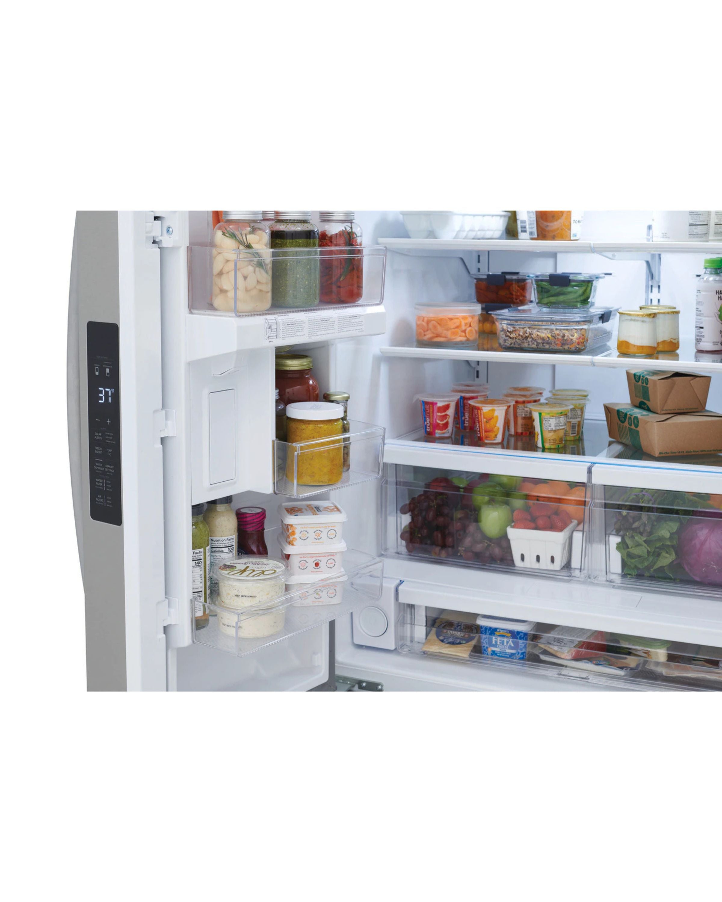 Frigidaire 28.8 cu ft French Door Refrigerator, Stainless, Full - Width Deli Drawer + LED Lighting (FRFN2813AF) - Appliance Saver Store