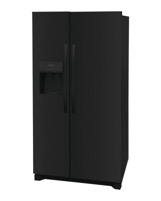 Frigidaire 25.6 cu ft Side - by - Side Refrigerator, Black, External Water/Ice Dispenser (FRSS2623AB) - Appliance Saver Store