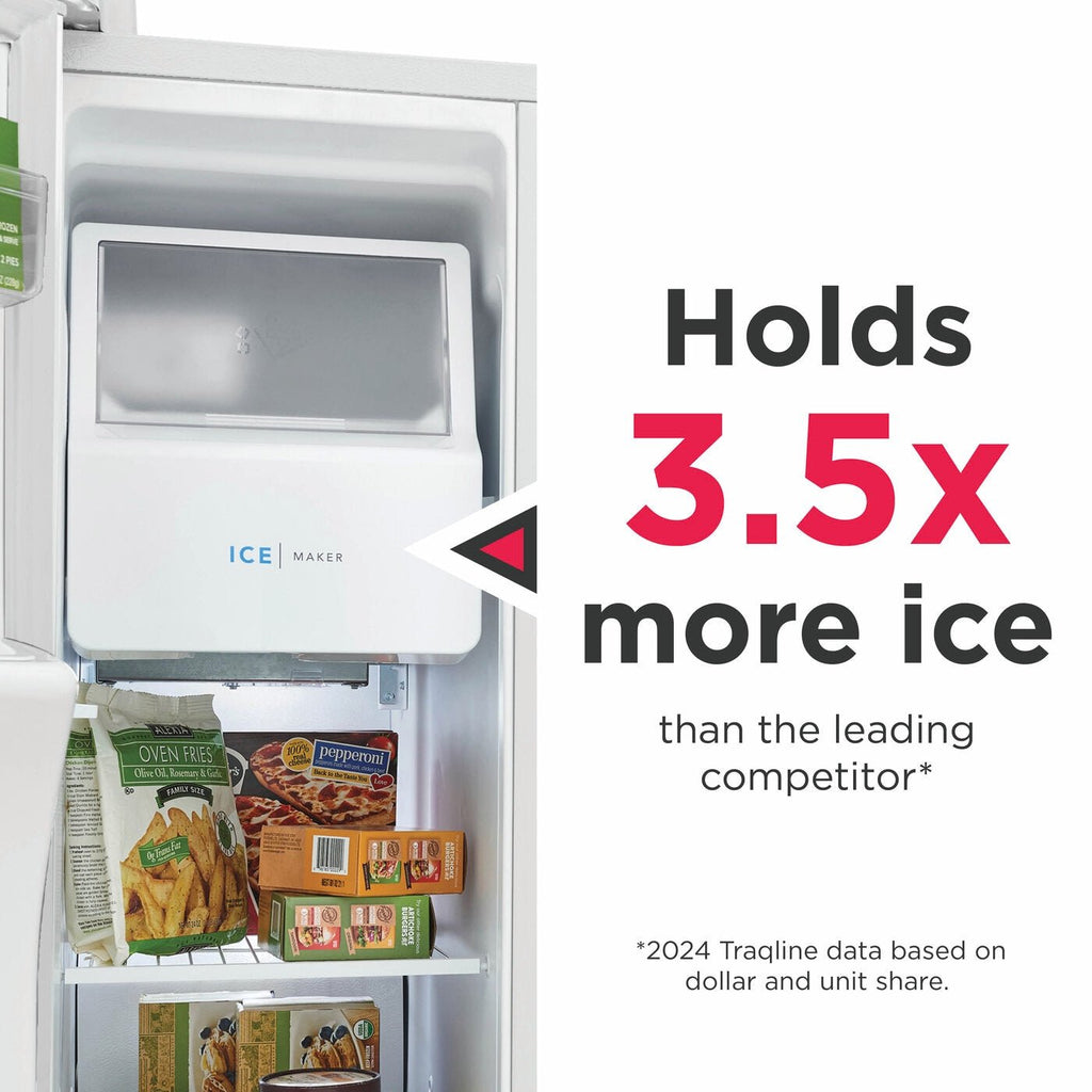 Frigidaire 25.6 cu ft Side - by - Side Refrigerator, Stainless, External Water/Ice Dispenser (FRSS2623AS) - Appliance Saver Store