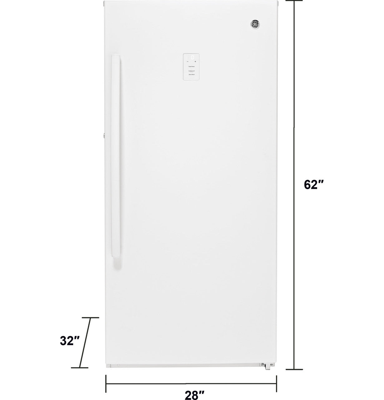 GE Upright Freezer, 14.1 cu. ft., Frost-Free, LED, Lock & Key (FUF14DLRWW)