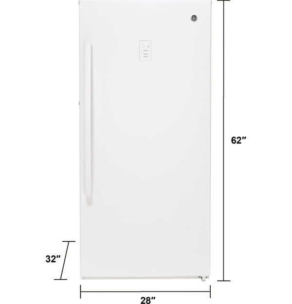 GE Upright Freezer, 14.1 cu. ft., Frost-Free, LED, Lock & Key (FUF14DLRWW)