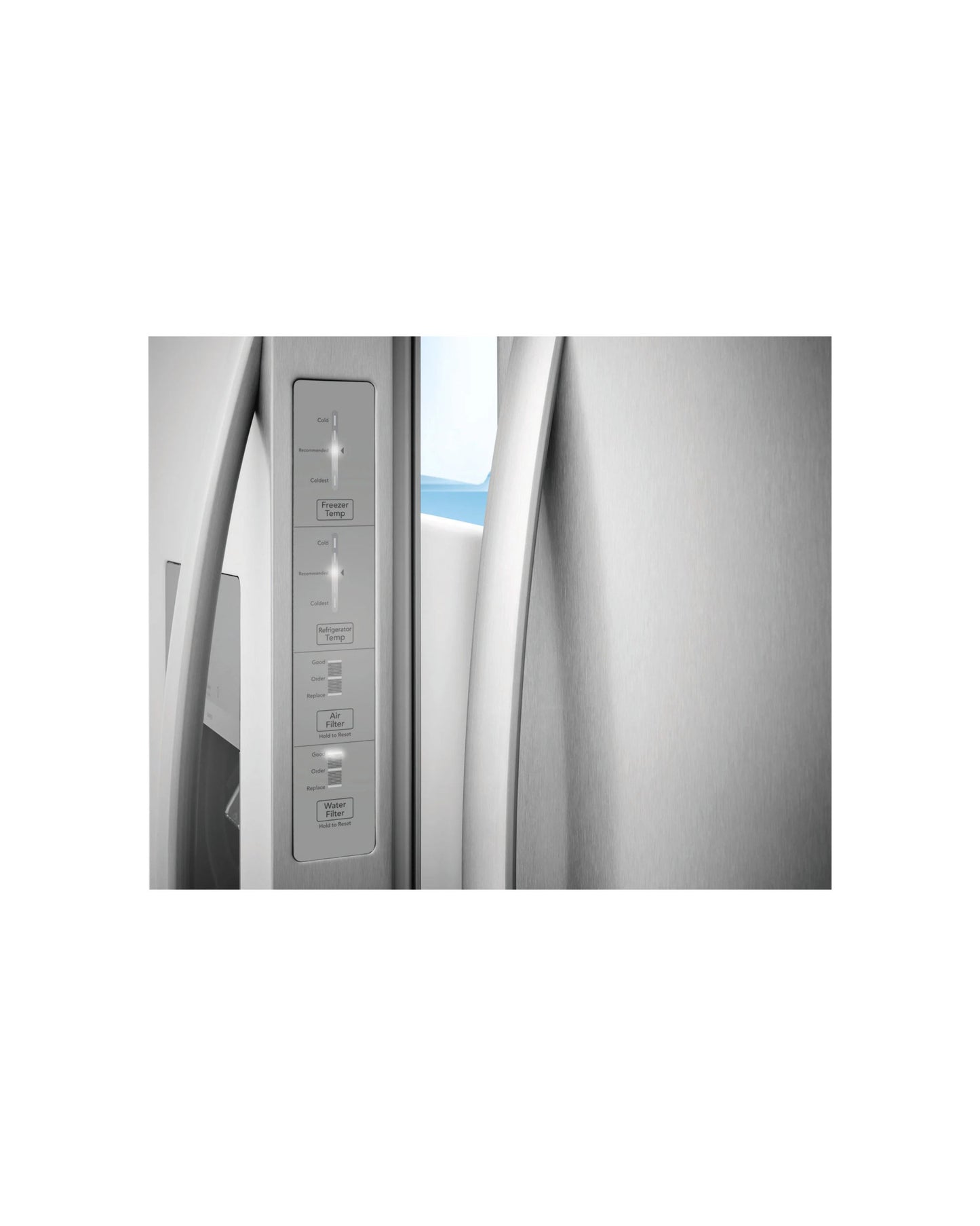 Frigidaire 22.3 cu ft Side - by - Side Refrigerator, Stainless, External Water/Ice Dispenser (FRSC2333AS) - Appliance Saver Store