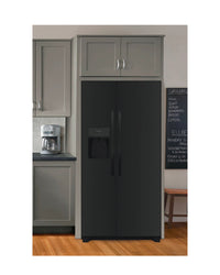 Frigidaire 25.6 cu ft Side - by - Side Refrigerator, Black, External Water/Ice Dispenser (FRSS2623AB) - Appliance Saver Store