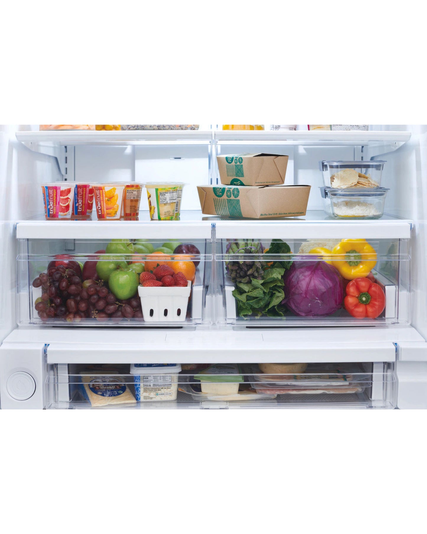 Frigidaire 28.8 cu ft French Door Refrigerator, Stainless, Full - Width Deli Drawer + LED Lighting (FRFN2813AF) - Appliance Saver Store