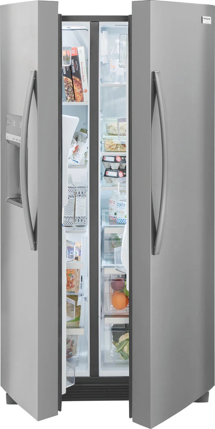 Frigidaire 22.3 cu ft Side - by - Side Refrigerator, Stainless, External Water/Ice Dispenser (GRSC2352AF) - Appliance Saver Store