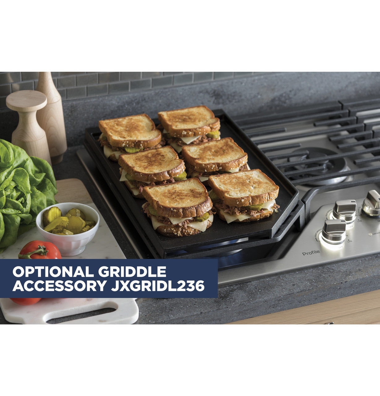 GE Profile 36" Built-In Gas Cooktop, Stainless, 5 Burners (PGP7036SLSS)