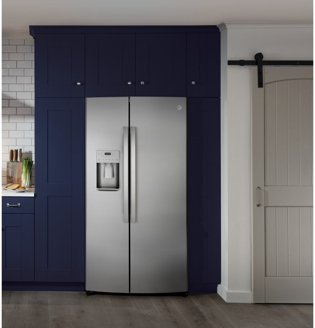 GE 21.8 cu. ft. Counter-Depth Side-by-Side Refrigerator, Stainless (GZS22IYNFS)