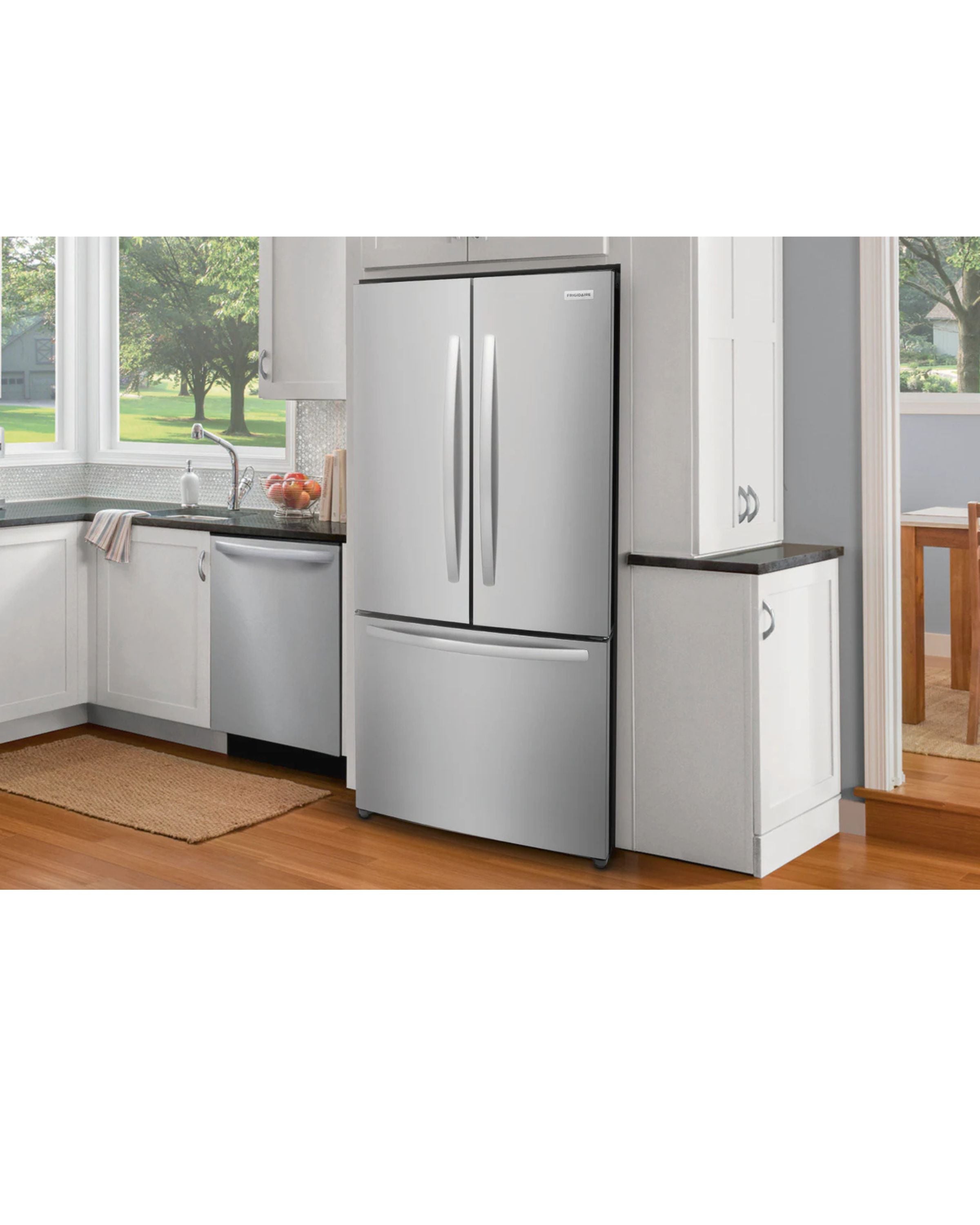 Frigidaire 17.6 cu ft French Door Refrigerator, Stainless, CrispSeal Crispers + EvenTemp Cooling (FRFG1723AV)