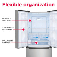 Frigidaire 20 cu ft French Door Refrigerator, Stainless, Slim 30″ Width, LED Lighting (GRFN2023AF) - Appliance Saver Store
