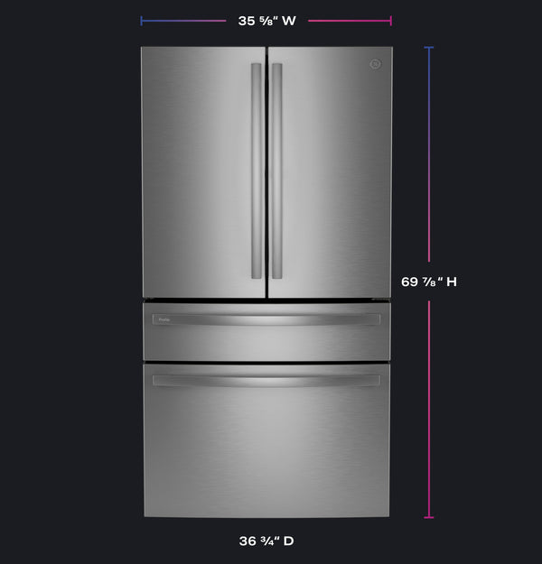 GE Profile 28.7 cu. ft. French Door Refrigerator, Stainless, External Dispenser + TwinChill™ (PGE29BYTFS)