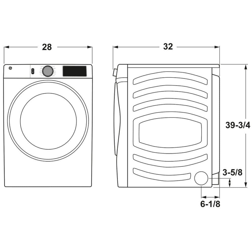 GE Washer + Dryer Set, White + Stainless Accents, 5.3 cu. ft. Front Load + 7.8 cu. ft. Electric Dryer (PFW870SSVWW + GFD55GSSNWW)
