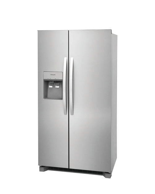 Frigidaire 22.3 cu ft Side - by - Side Refrigerator, Stainless, External Water/Ice Dispenser (FRSC2333AS) - Appliance Saver Store